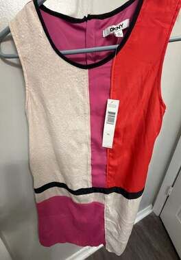 DKNY Sequin Color Block Sleeveless Shift Dress